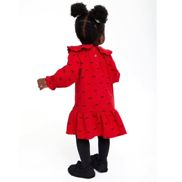 BABY GIRL RED DRESS WITH BOWS - Picture 4 of 6